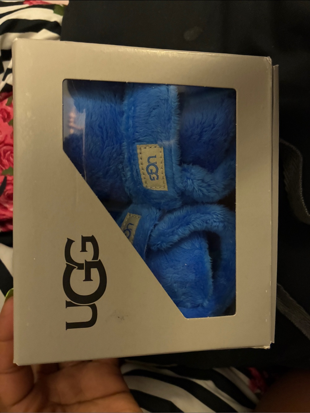 UGG Bright Blue Plush Shearling Slippers